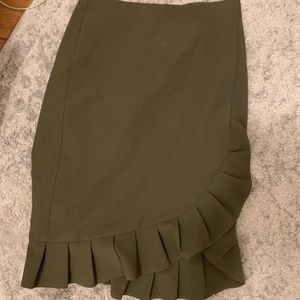 Banana Republic Ruffle Army Green Pencil Skirt
